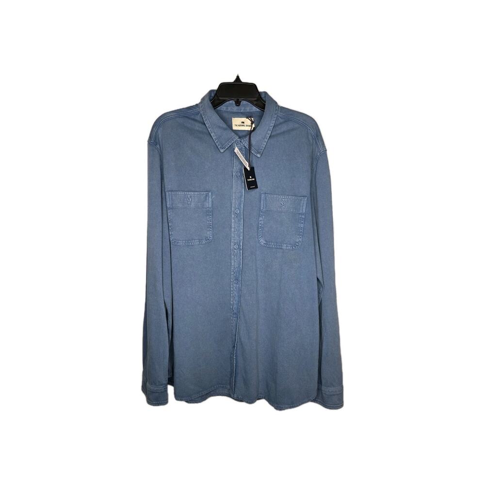 The Normal Brand Lennox Jersey Shirt Mens XXL Blue Long Sleeve Button Up NWT